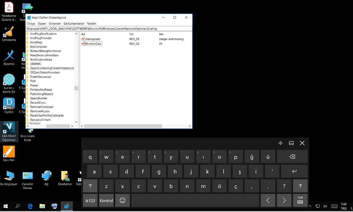 Etkileşimli Tahta Windows 10 Küçük Klavye Sorunu Çözümü