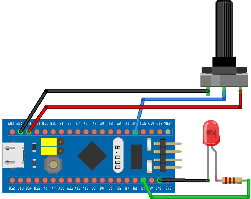 STM32’de Analog ve PWM pin Kullanımı (Potansiyometre ile Işık Şiddetini Ayarlama)