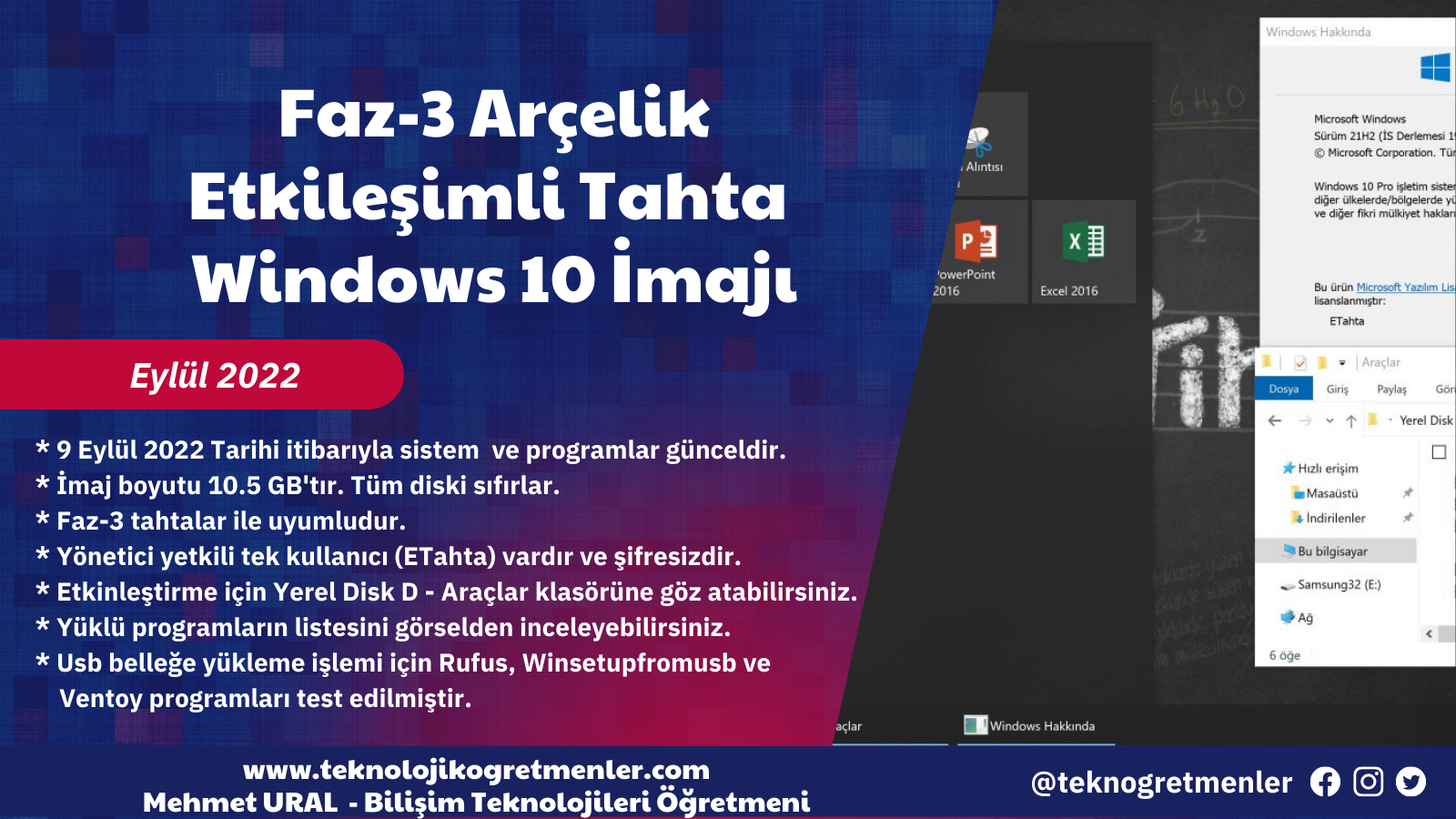 Faz-3 Arçelik Etkileşimli Tahta Windows 10 İmajı – Eylül 2022