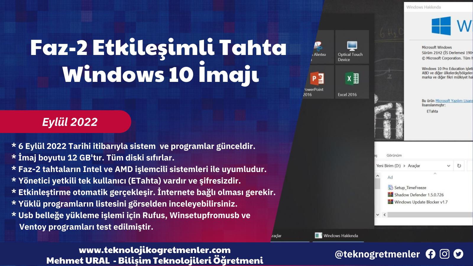 Faz-2 Etkileşimli Tahta Windows 10 İmajı – Eylül 2022