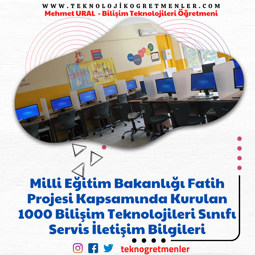 Milli Eğitim Bakanlığı Fatih Projesi Kapsamında Kurulan 1000 Bilişim Teknolojileri Sınıfı Servis İletişim Bilgileri