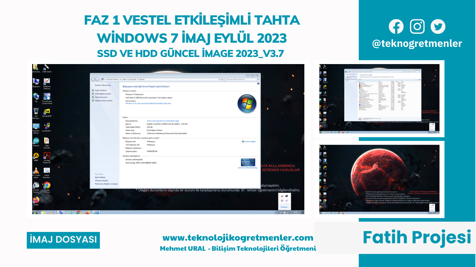 Faz 1 Vestel Etkileşimli Tahta Windows 7 İmajı – Eylül 2023_V3.7
